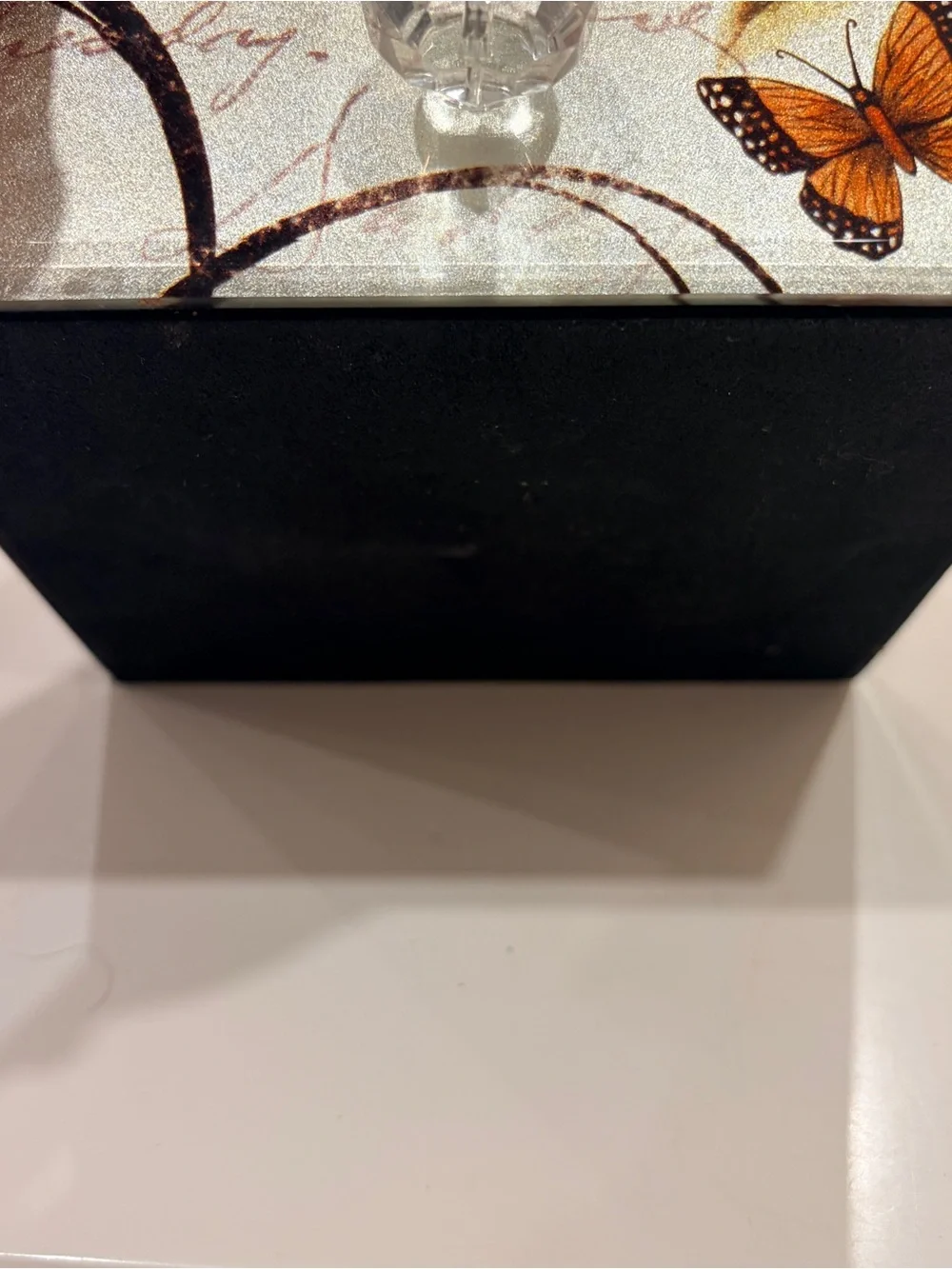 Decorative Floral Butterfly Two-Drawer Jewelry Box - Pink & Orange 6 x 4.5”